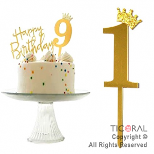 CAKE TOPPER DORADO NUMERO 1 (17 x 6 cm)  X 1